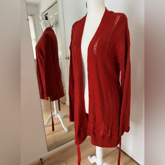Anthropologie Rich Red Belted Cardigan - Picture 4 of 16